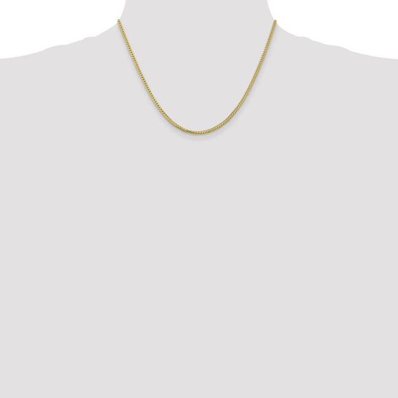 2mm 10k Yellow Gold Solid Franco Chain Necklace, 18 Inch - Picture 2 of 8